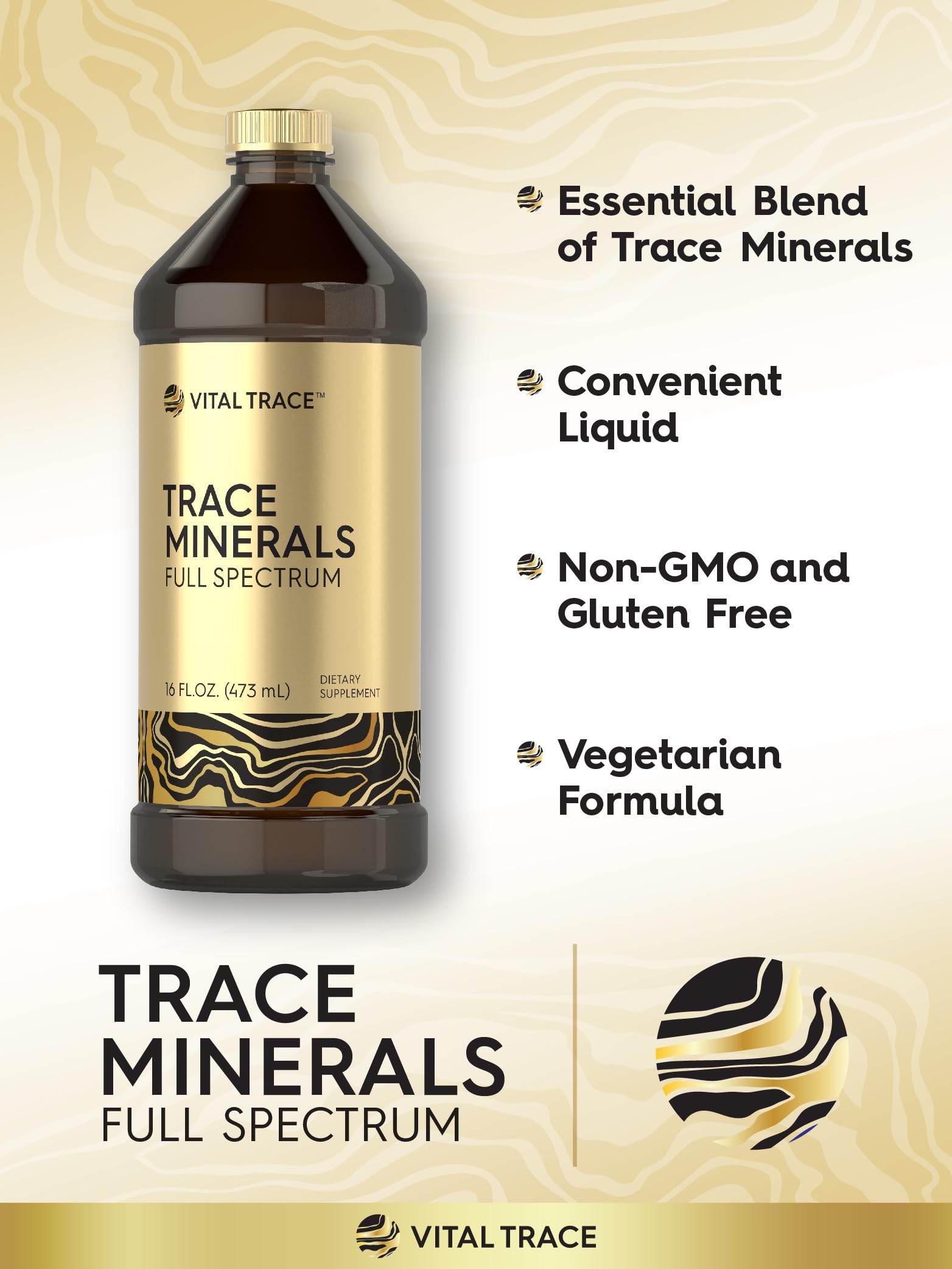 Carlyle Trace Minerals | 16 fl oz | Full Spectrum Minerals Supplement | Vegetarian, Non-GMO and Gluten Free Liquid | by Vital Trace